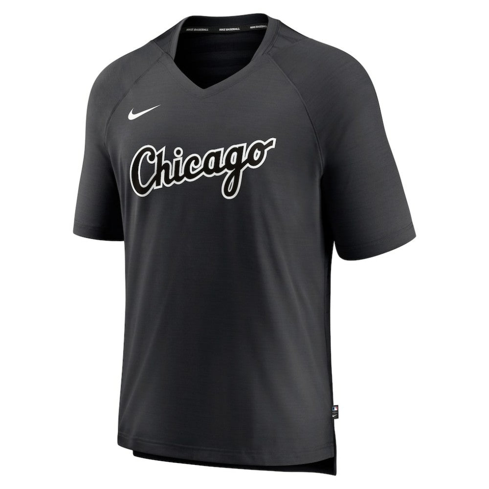 Black Chicago White Sox Nike Authentic Collection Pregame Raglan Performance V-Neck T-Shirt