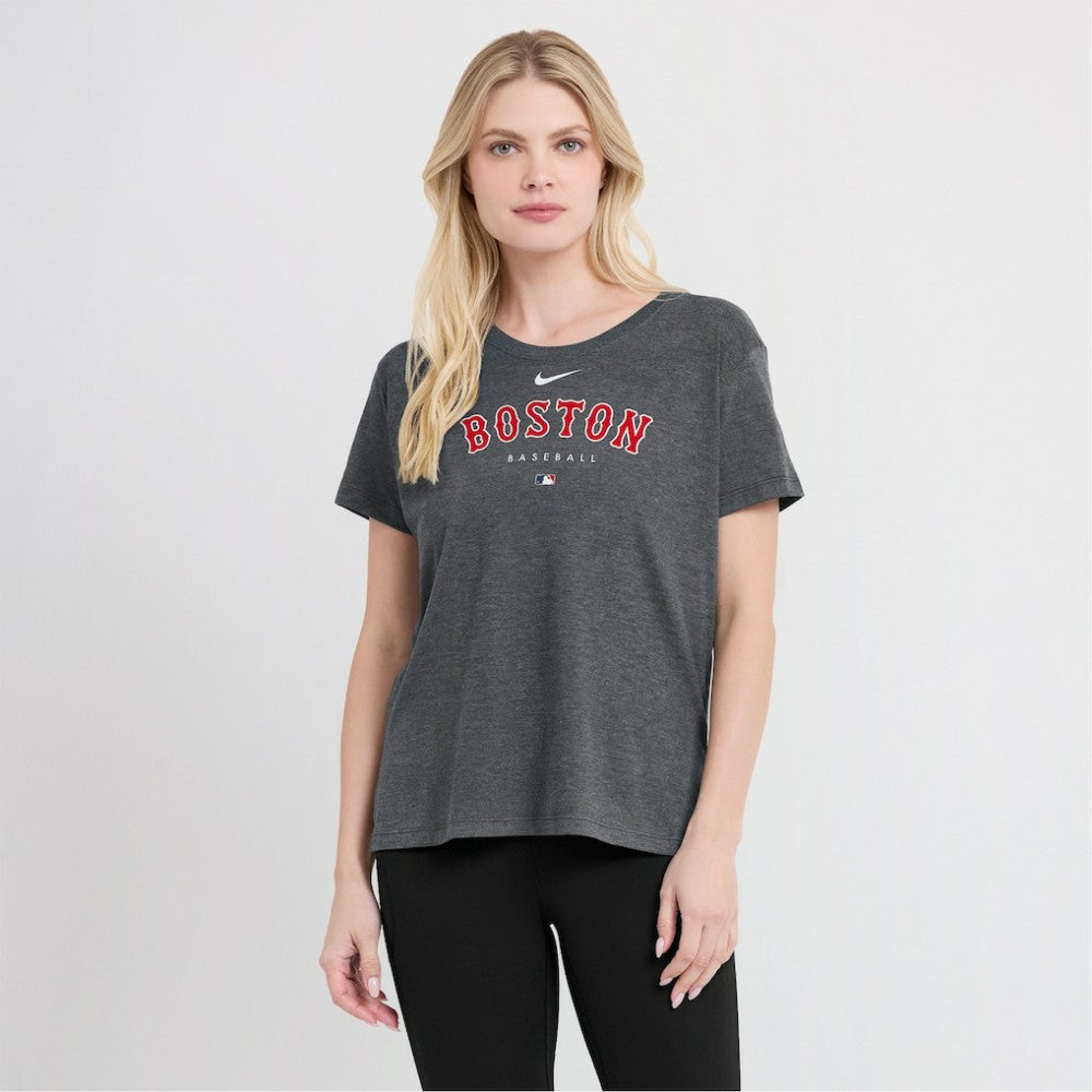 Heather Charcoal Boston Red Sox Nike Women's Authentic Collection Early Work Tri-Blend T-Shirt
