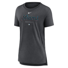 Heather Charcoal Miami Marlins Nike Women's Authentic Collection Early Work Tri-Blend T-Shirt