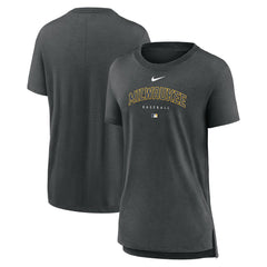 Heather Charcoal Milwaukee Brewers Nike Women's Authentic Collection Early Work Tri-Blend T-Shirt