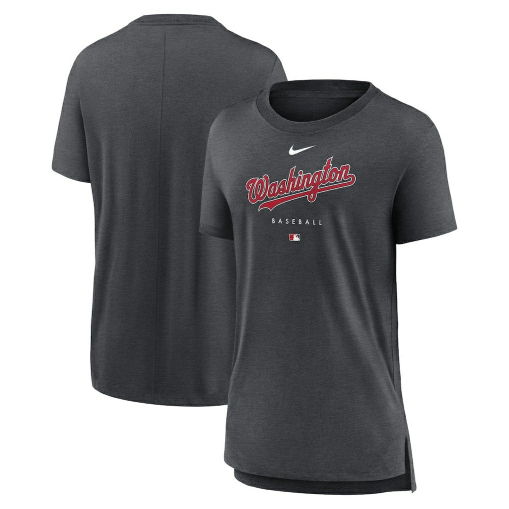 Heather Charcoal Washington Nationals Nike Women's Authentic Collection Early Work Tri-Blend T-Shirt