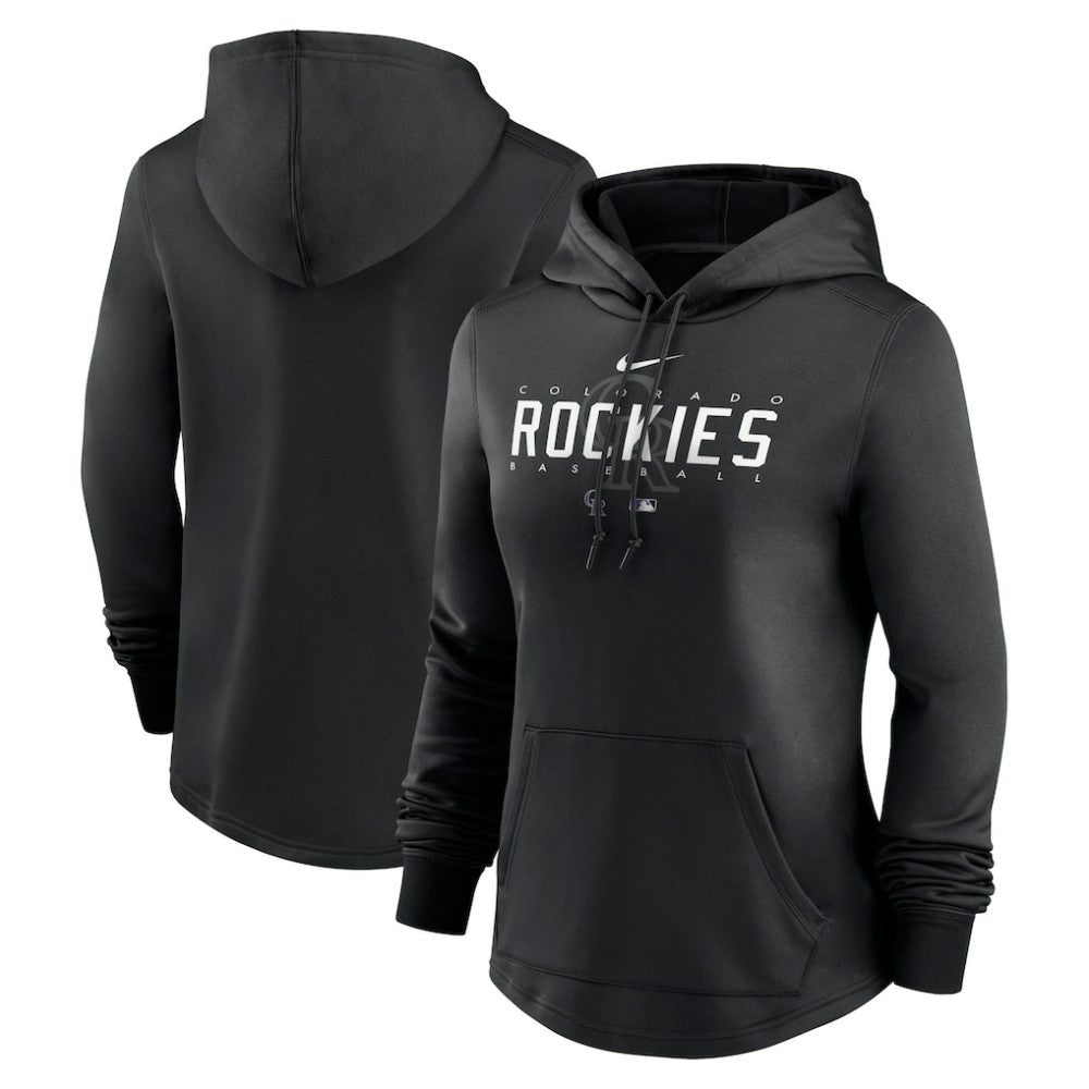 Black Colorado Rockies Nike Women's Authentic Collection Pregame Performance Pullover Hoodie