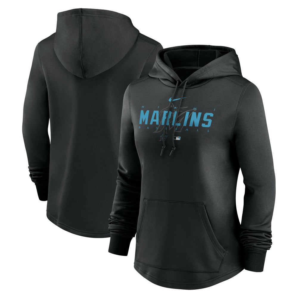 Black Miami Marlins Nike Women's Authentic Collection Pregame Performance Pullover Hoodie