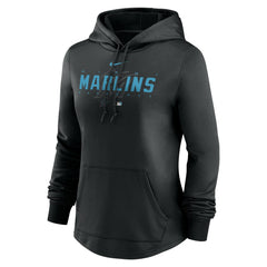 Black Miami Marlins Nike Women's Authentic Collection Pregame Performance Pullover Hoodie