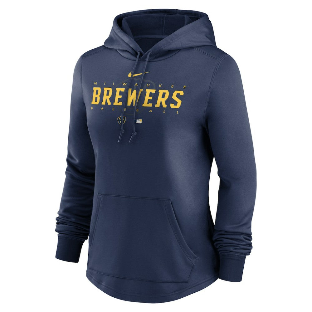 Navy Milwaukee Brewers Nike Women's Authentic Collection Pregame Performance Pullover Hoodie