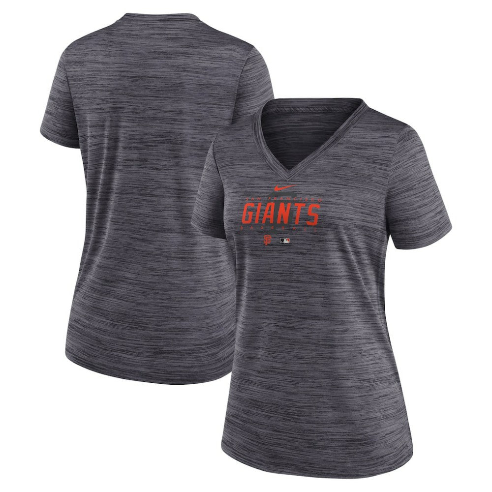 Black San Francisco Giants Nike Women's Authentic Collection Velocity Practice Performance V-Neck T-Shirt