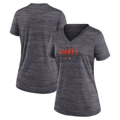 Black San Francisco Giants Nike Women's Authentic Collection Velocity Practice Performance V-Neck T-Shirt