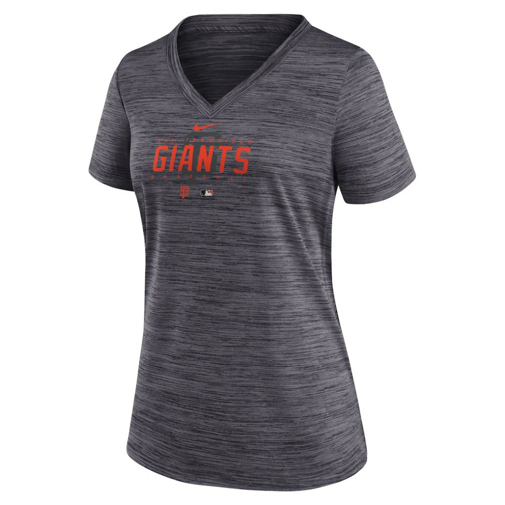 Black San Francisco Giants Nike Women's Authentic Collection Velocity Practice Performance V-Neck T-Shirt