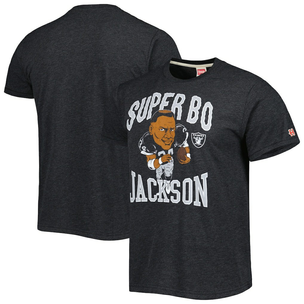 Bo Jackson  Homage Unisex Unisex Caricature Retired Player Tri-Blend T-Shirt - Las Vegas Raiders T-shirts