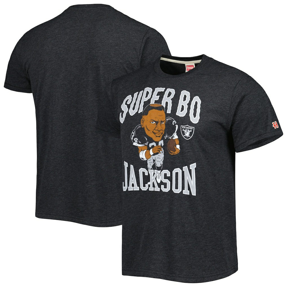 Bo Jackson  Homage Unisex Unisex Caricature Retired Player Tri-Blend T-Shirt - Las Vegas Raiders T-shirts