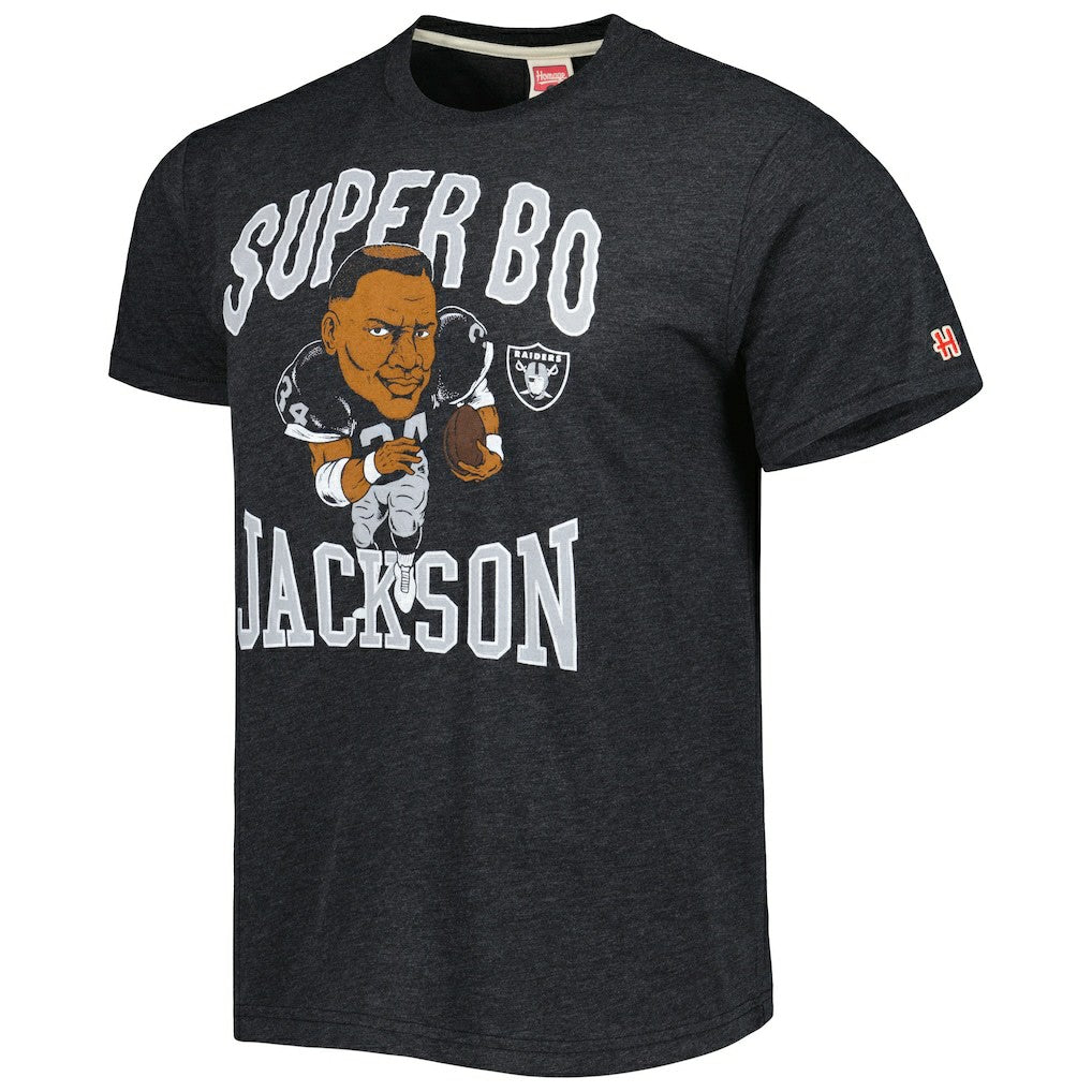 Bo Jackson  Homage Unisex Unisex Caricature Retired Player Tri-Blend T-Shirt - Las Vegas Raiders T-shirts