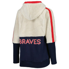 Oatmeal/Navy Atlanta Braves G-III 4Her by Carl Banks Women's Shuffle It Raglan Full-Zip Hoodie