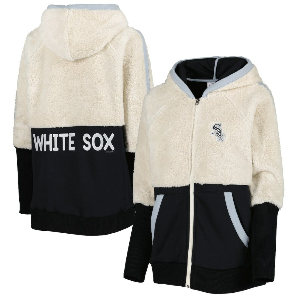 Oatmeal/Black Chicago White Sox G-III 4Her by Carl Banks Women's Shuffle It Raglan Full-Zip Hoodie