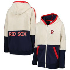 Oatmeal/Navy Boston Red Sox G-III 4Her by Carl Banks Women's Shuffle It Raglan Full-Zip Hoodie