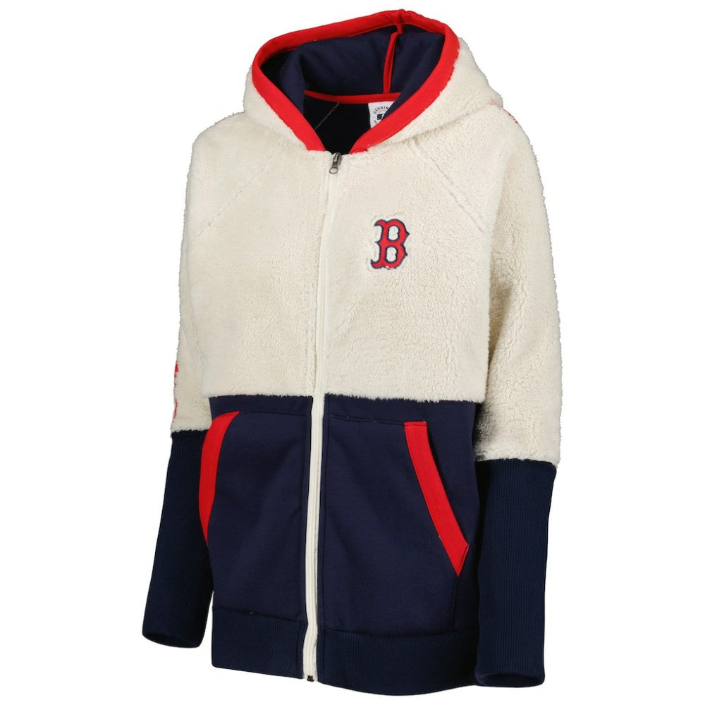 Oatmeal/Navy Boston Red Sox G-III 4Her by Carl Banks Women's Shuffle It Raglan Full-Zip Hoodie