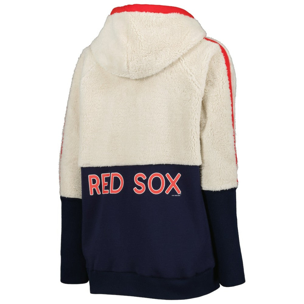 Oatmeal/Navy Boston Red Sox G-III 4Her by Carl Banks Women's Shuffle It Raglan Full-Zip Hoodie