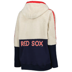 Oatmeal/Navy Boston Red Sox G-III 4Her by Carl Banks Women's Shuffle It Raglan Full-Zip Hoodie