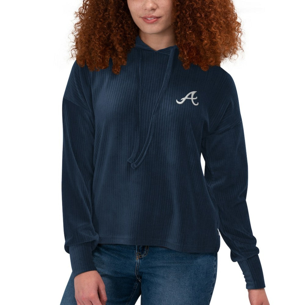Navy Atlanta Braves Touch Women's End Line Pullover Hoodie