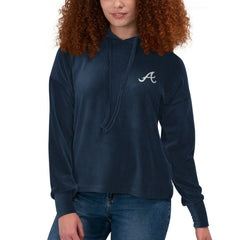 Navy Atlanta Braves Touch Women's End Line Pullover Hoodie