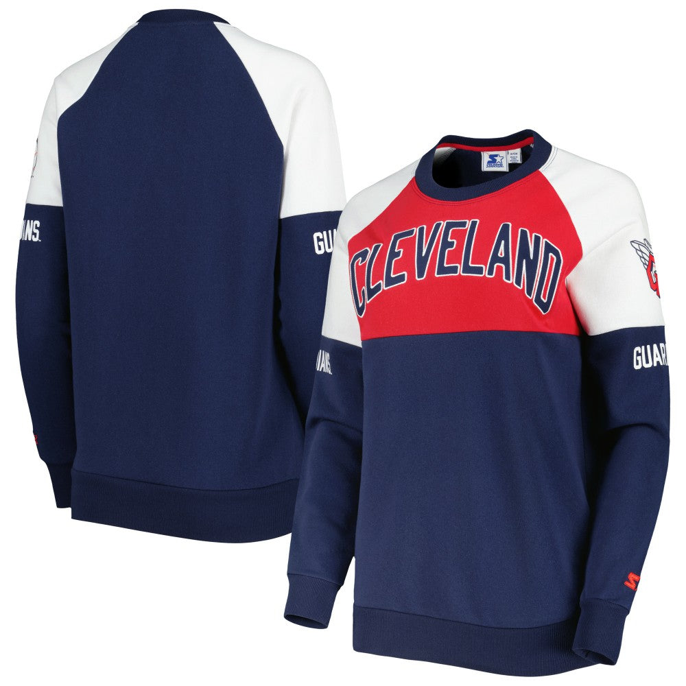 Navy/Red Cleveland Guardians Starter Women's Baseline Raglan Pullover Sweatshirt