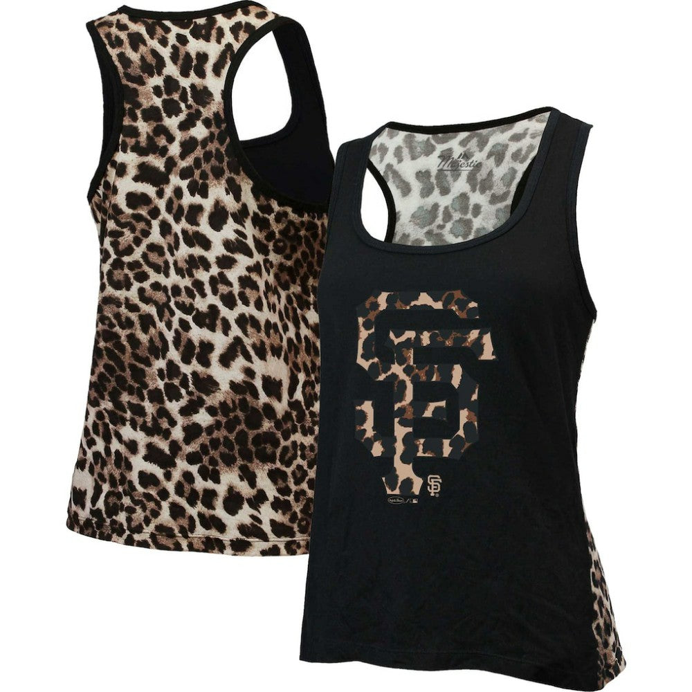 Black San Francisco Giants Majestic Threads Women's Leopard Tank Top