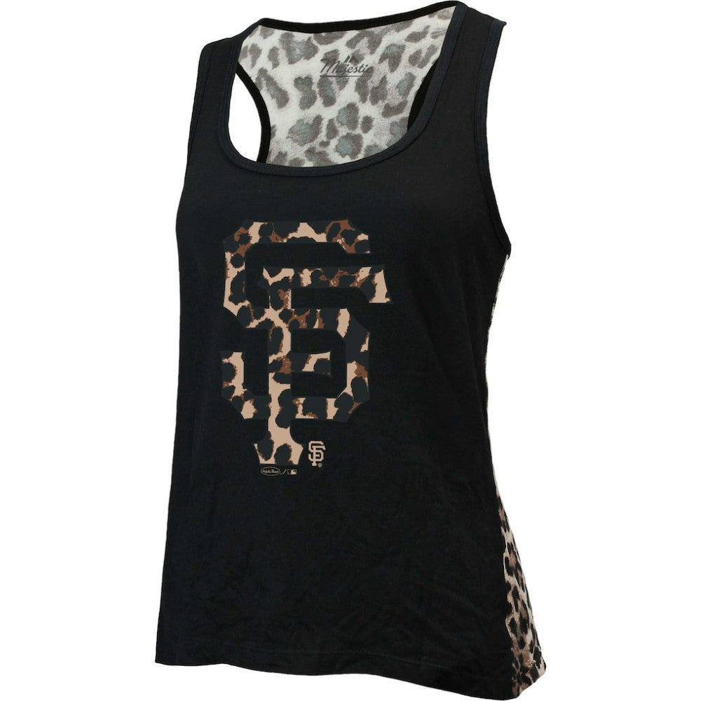 Black San Francisco Giants Majestic Threads Women's Leopard Tank Top