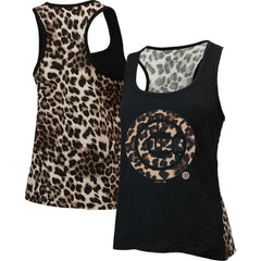Black Chicago Cubs Majestic Threads Women's Leopard Tank Top