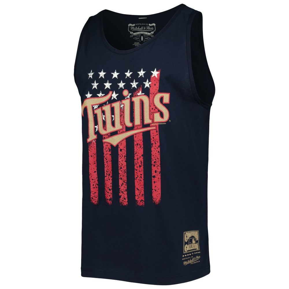 Navy Minnesota Twins Mitchell & Ness Cooperstown Collection Stars and Stripes Tank Top