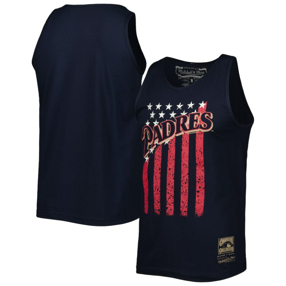 Navy San Diego Padres Mitchell & Ness Cooperstown Collection Stars and Stripes Tank Top