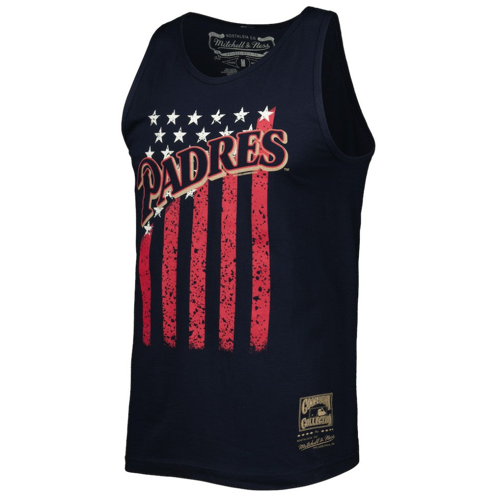 Navy San Diego Padres Mitchell & Ness Cooperstown Collection Stars and Stripes Tank Top