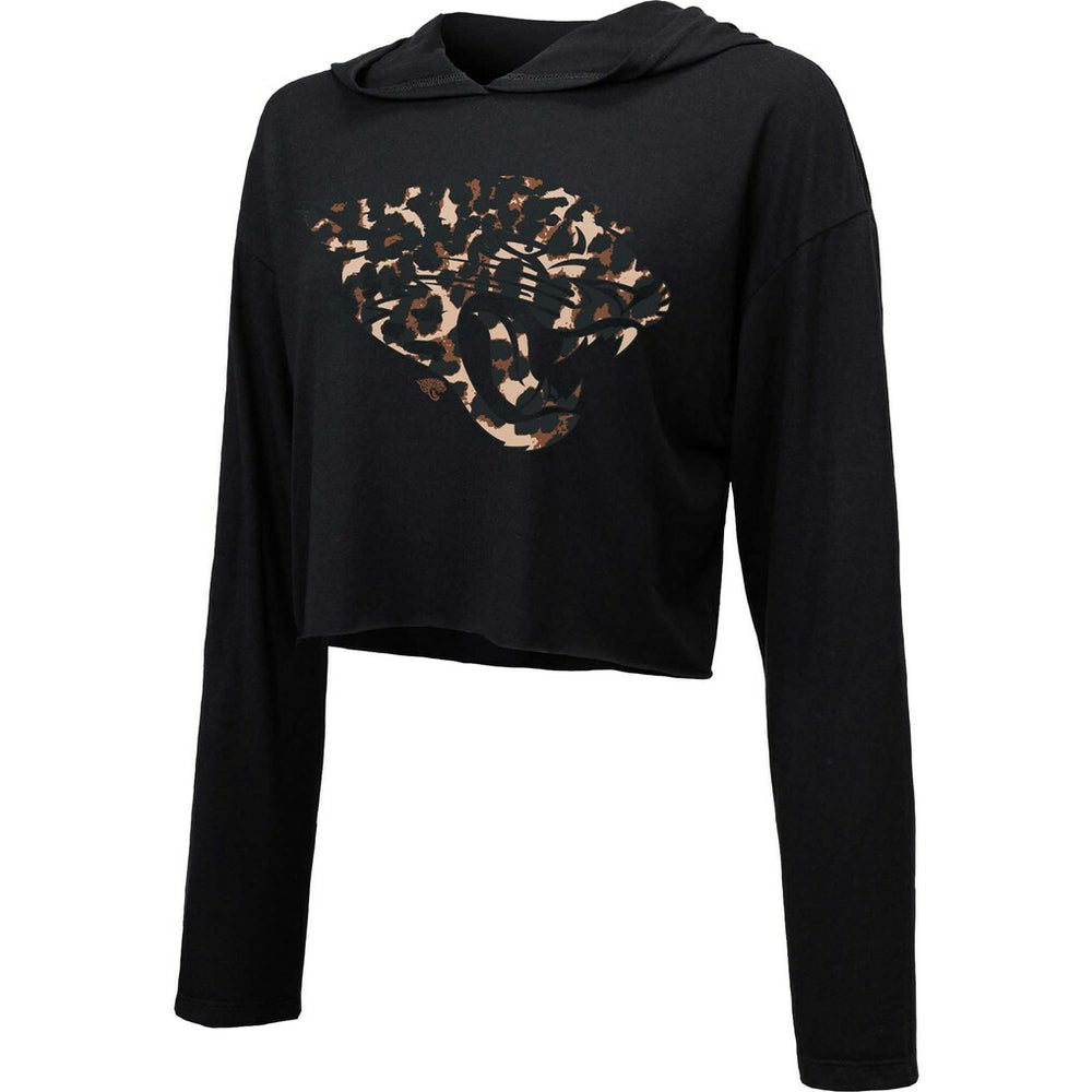 Majestic Threads Women's Leopard Cropped Pullover Hoodie - Jacksonville Jaguars Hoodies