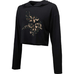 Majestic Threads Women's Leopard Cropped Pullover Hoodie - Minnesota Vikings Hoodies
