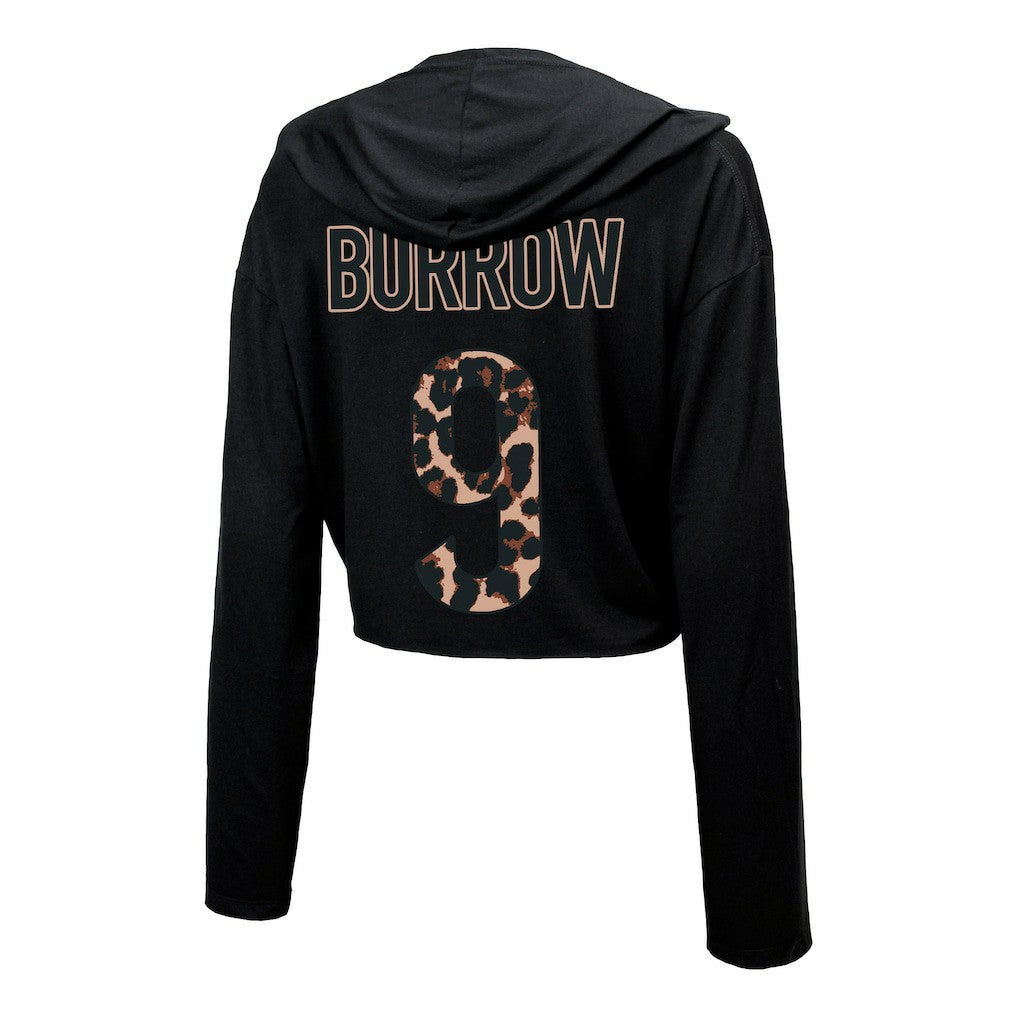 Joe Burrow  Majestic Threads Women's Leopard Player Name & Number Long Sleeve Cropped Hoodie - Cincinnati Bengals Hoodies