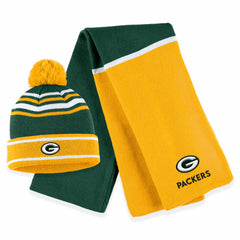 WEAR by Erin Andrews Women's Colorblock Cuffed Knit Hat with Pom and Scarf Set - Green Bay Packers Hats