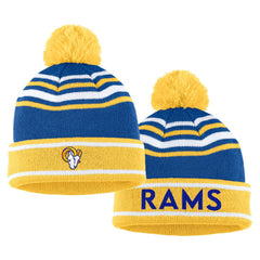 WEAR by Erin Andrews Women's Colorblock Cuffed Knit Hat with Pom and Scarf Set - Los Angeles Rams Hats