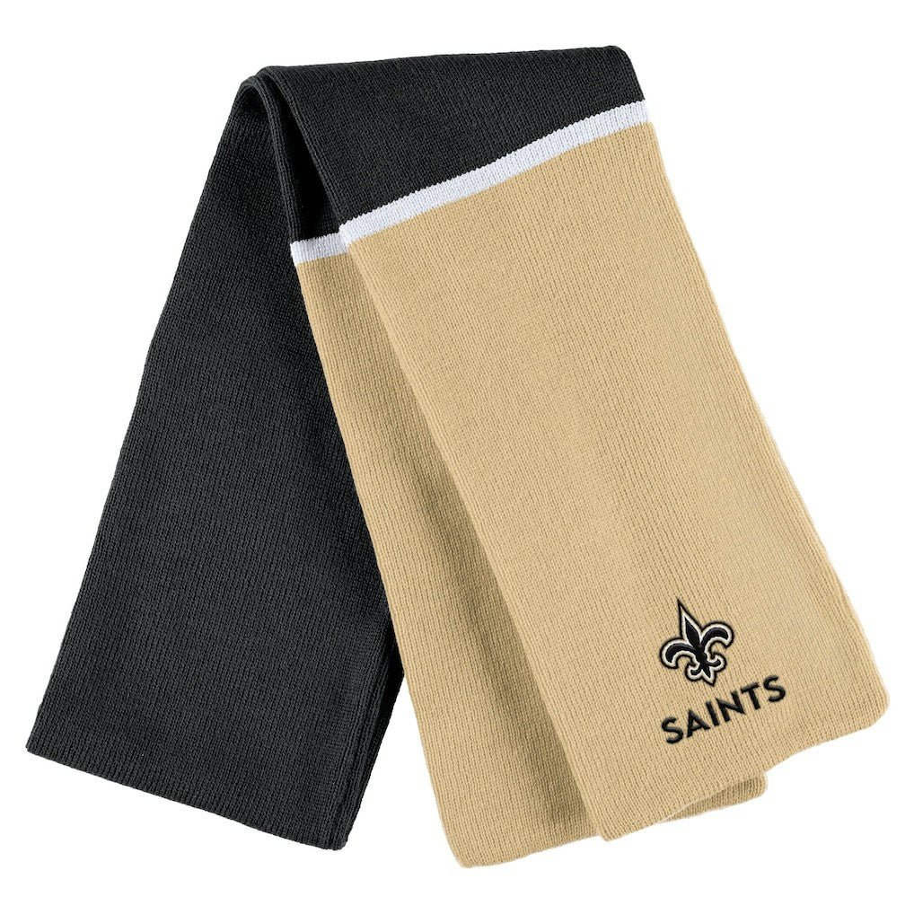 WEAR by Erin Andrews Women's Colorblock Cuffed Knit Hat with Pom and Scarf Set - New Orleans Saints Hats