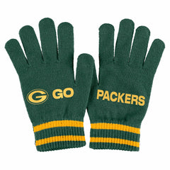 WEAR by Erin Andrews Women's Double Jacquard Cuffed Knit Hat with Pom and Gloves Set - Green Bay Packers Hats