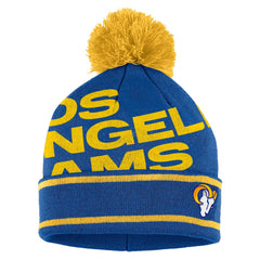 WEAR by Erin Andrews Women's Double Jacquard Cuffed Knit Hat with Pom and Gloves Set - Los Angeles Rams Hats