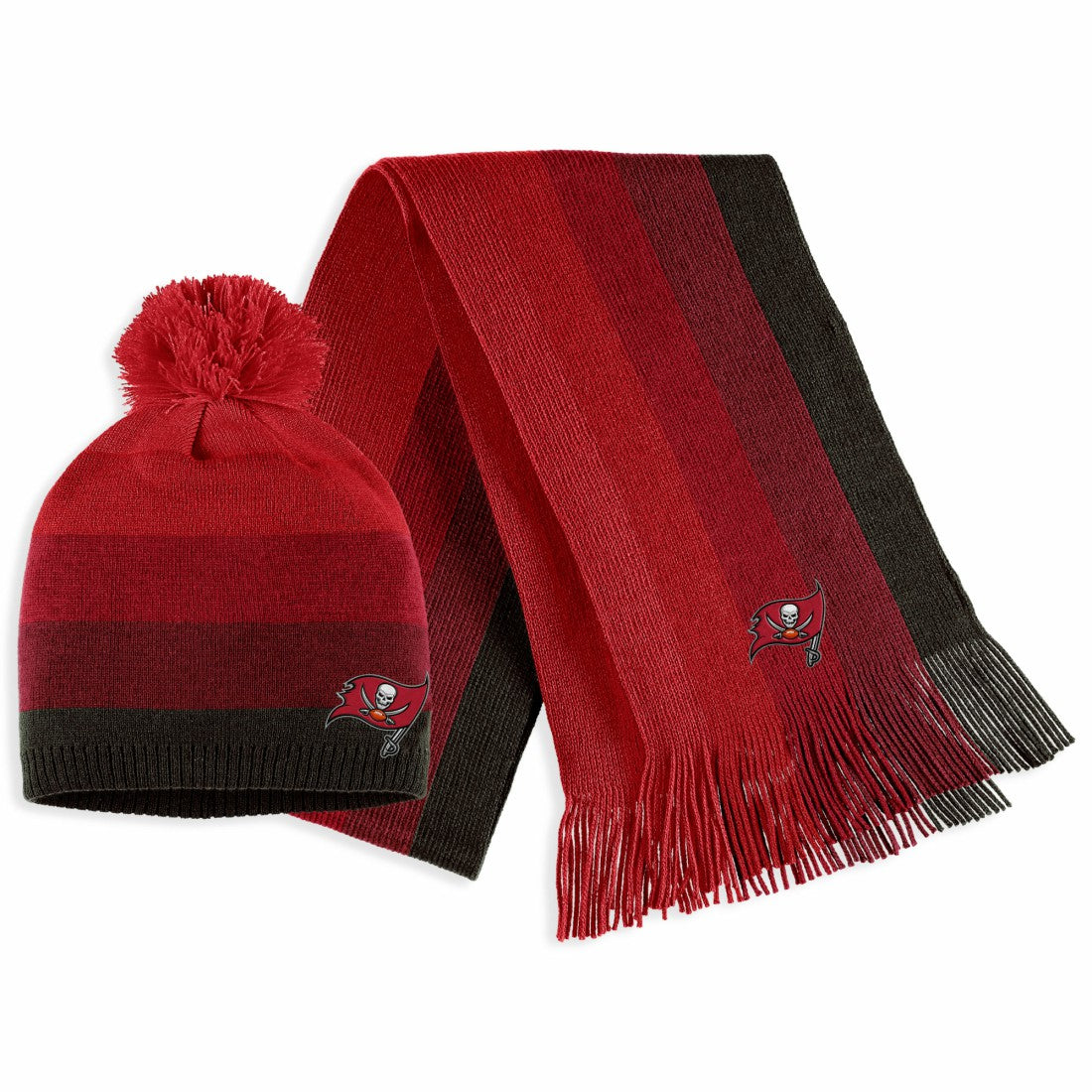WEAR by Erin Andrews Women's Ombre Pom Knit Hat and Scarf Set - Tampa Bay Buccaneers Hats
