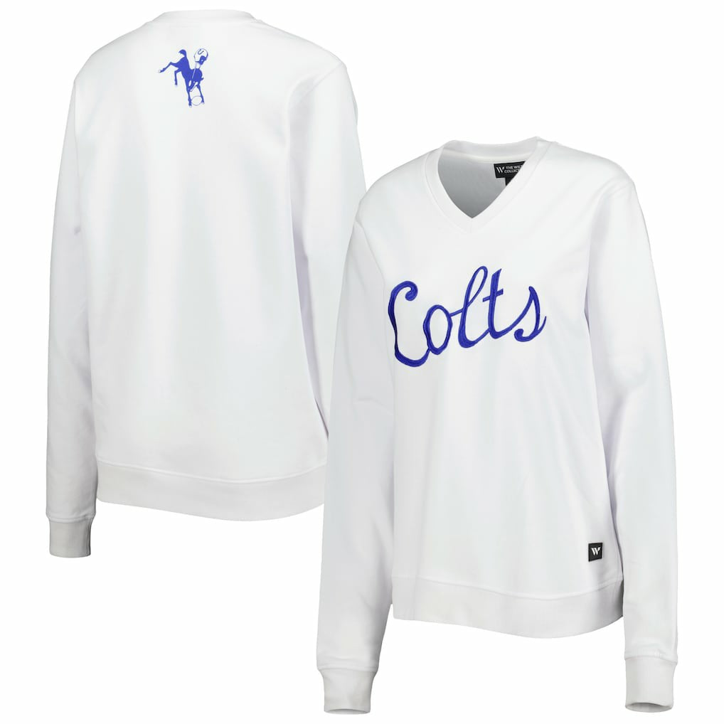 The Wild Collective Women's Cheer V-Neck Fleece Pullover Sweatshirt - Indianapolis Colts Pullover