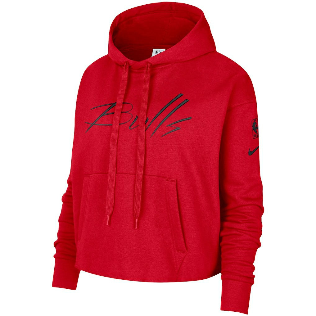 Nike Chicago Bulls Women's Split Flip Courtside Cropped Pullover Hoodie