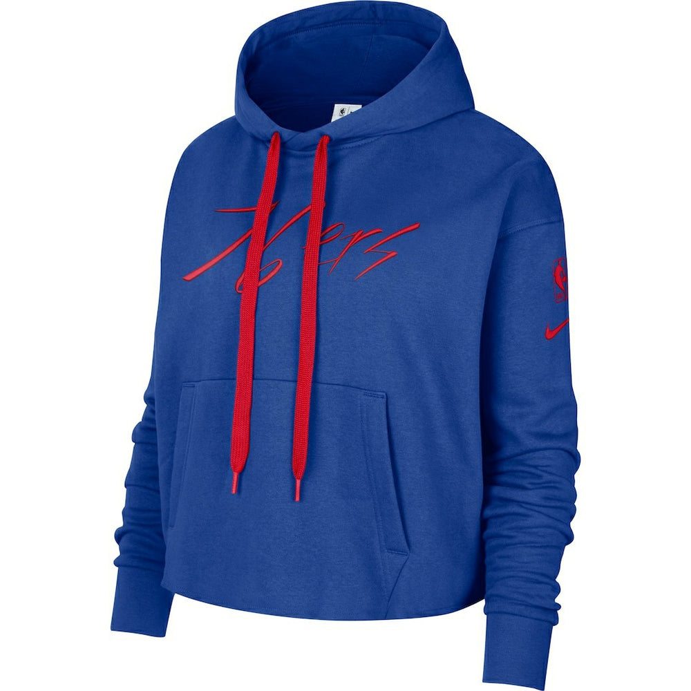 Nike Philadelphia 76ers Women's Split Flip Courtside Cropped Pullover Hoodie