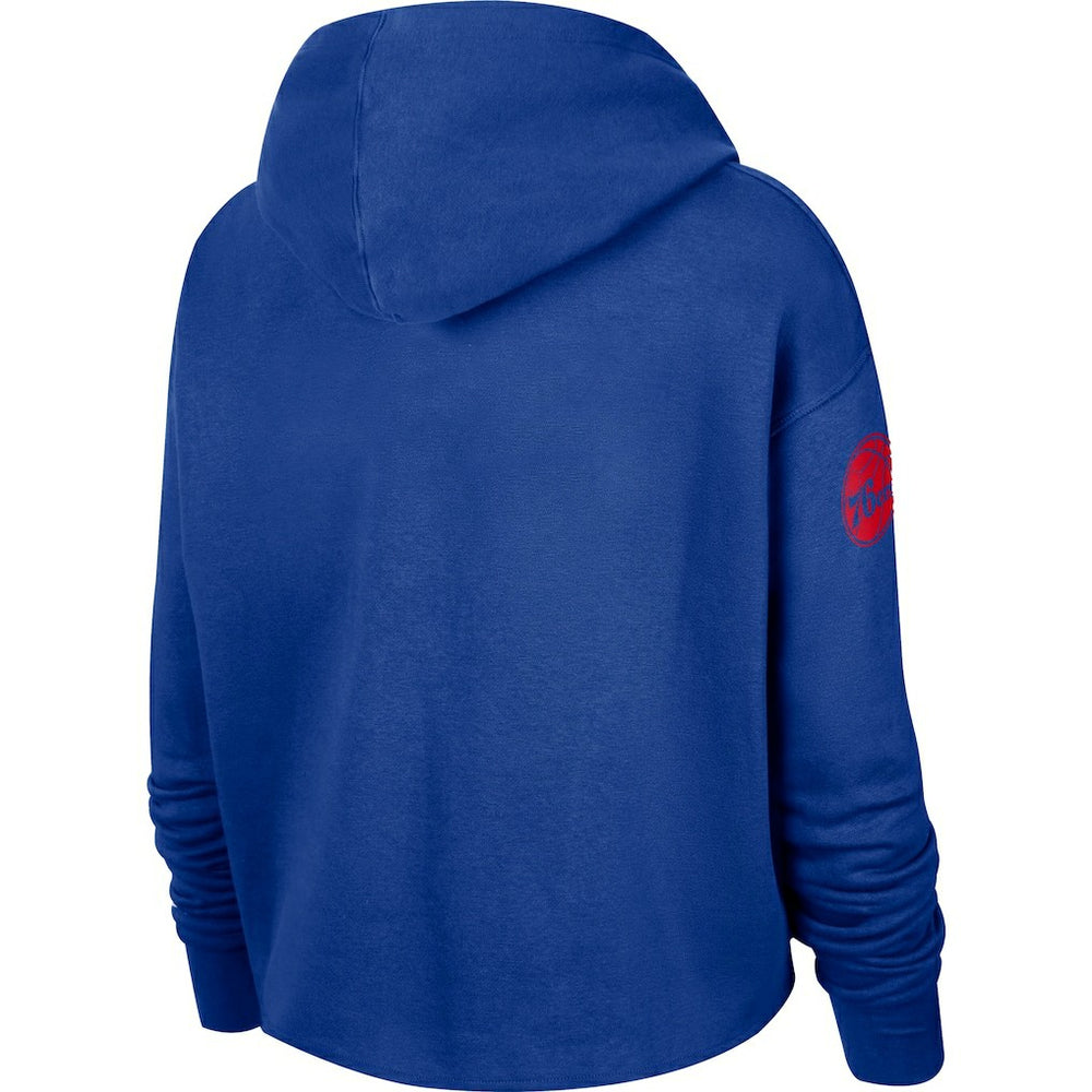 Nike Philadelphia 76ers Women's Split Flip Courtside Cropped Pullover Hoodie