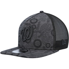 Black Washington Nationals New Era Repeat A-Frame 9FIFTY Trucker Snapback Hat