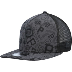 Black Pittsburgh Pirates New Era Repeat A-Frame 9FIFTY Trucker Snapback Hat