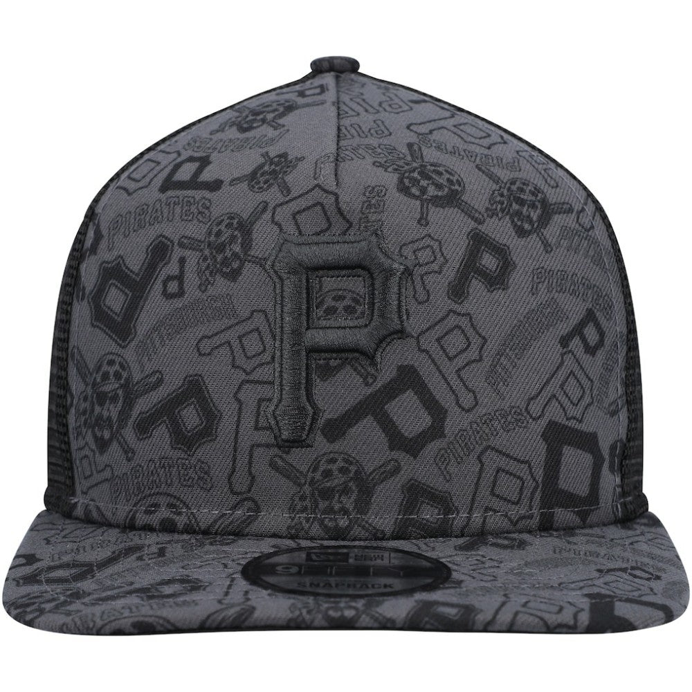 Black Pittsburgh Pirates New Era Repeat A-Frame 9FIFTY Trucker Snapback Hat