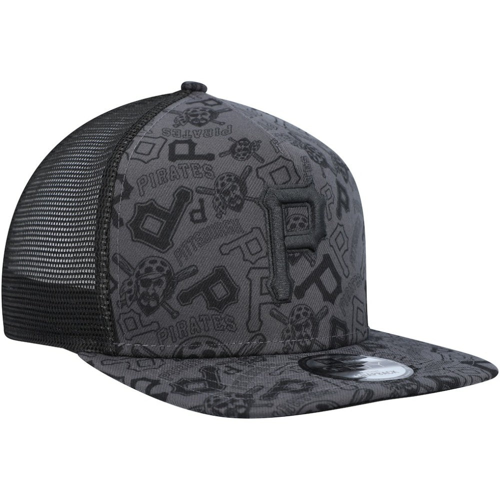 Black Pittsburgh Pirates New Era Repeat A-Frame 9FIFTY Trucker Snapback Hat