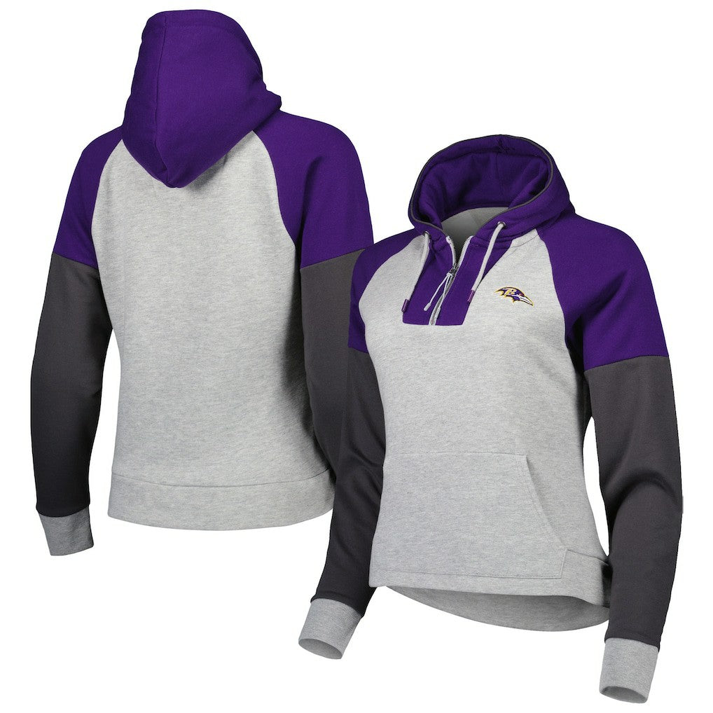 Antigua Women's Lightweight Jackpot Raglan Half-Zip Pullover Hoodie - Baltimore Ravens Hoodies