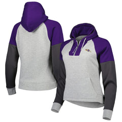 Antigua Women's Lightweight Jackpot Raglan Half-Zip Pullover Hoodie - Baltimore Ravens Hoodies