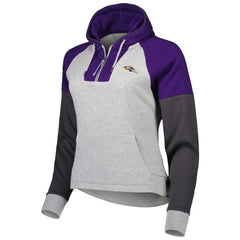 Antigua Women's Lightweight Jackpot Raglan Half-Zip Pullover Hoodie - Baltimore Ravens Hoodies